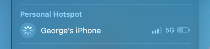 Connecting to an iPhone via Personal Hotspot