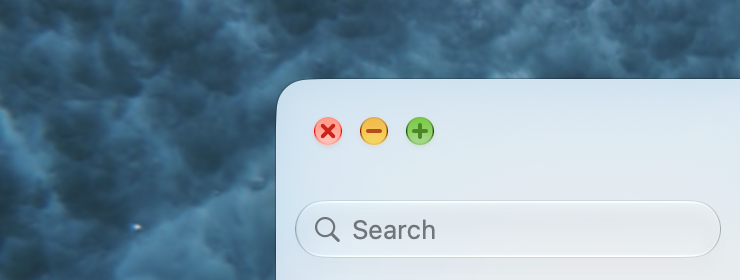 Screenshot of stoplight controls in macOS Golden Gate beta 6