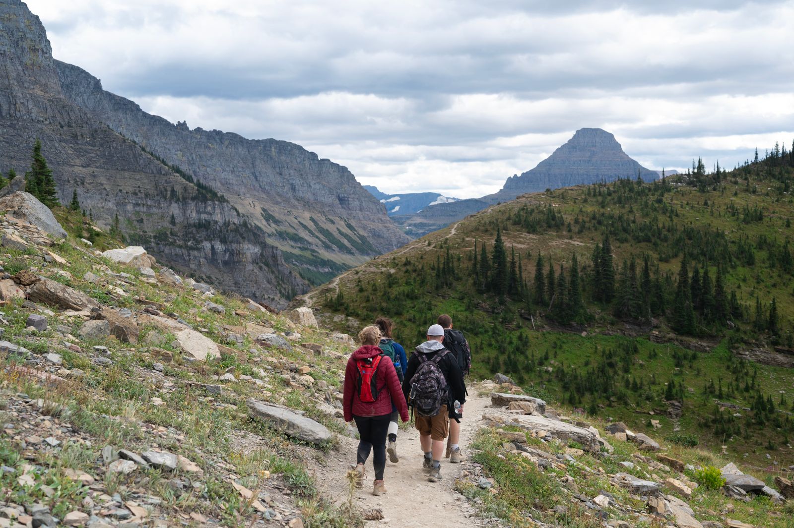 Group of hikers heading towards home on the trail