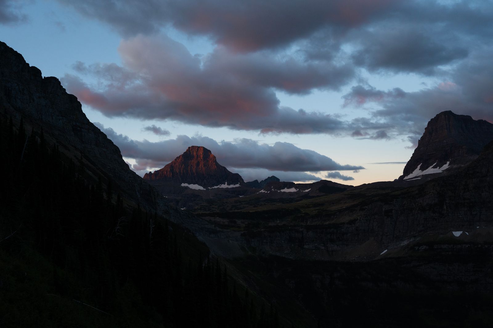 Sun casting light on a ridge