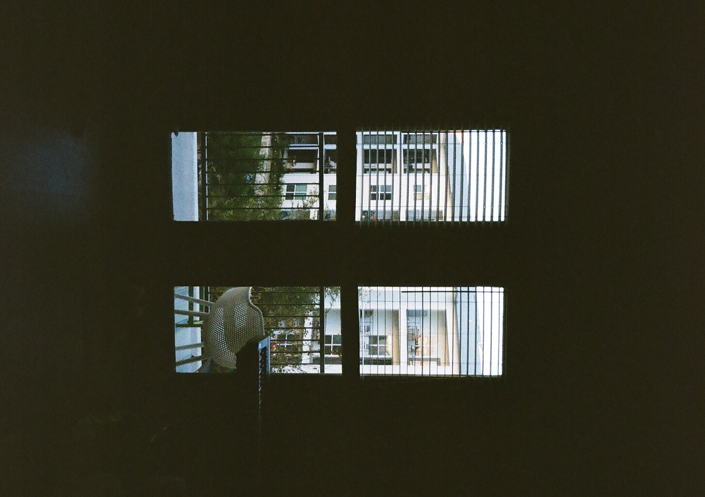 Doors with windows leading to the balcony of our apartment